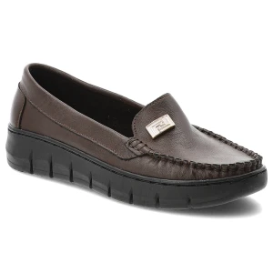 Czekoladowe Półbuty Armodo Skórzane Buty Damskie