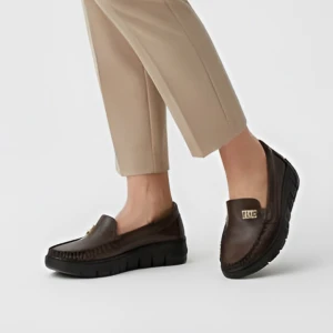 Czekoladowe Półbuty Armodo Skórzane Buty Damskie