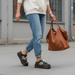 Czekoladowe Sneakersy Armodo Skórzane Buty Damskie