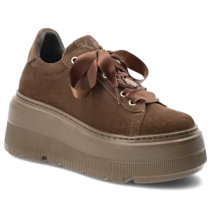 Czekoladowe Sneakersy Karino Damskie Buty Na Platformie