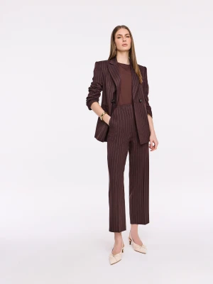 Czekoladowe spodnie garniturowe typu cygaretki TARANKO