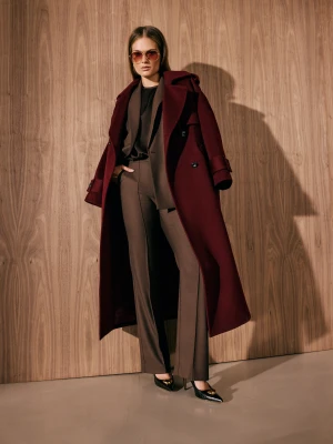 Czekoladowe spodnie garniturowe z wełną TARANKO