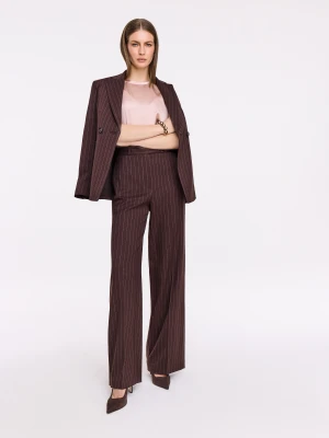 Czekoladowe spodnie w delikatny prążek TARANKO
