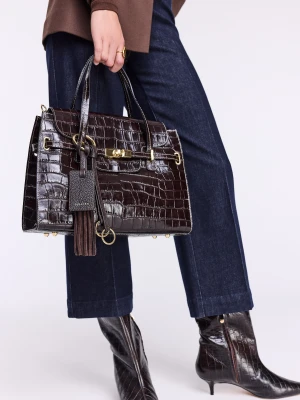 Czekoladowy brelok skórzany z zawieszką TARANKO