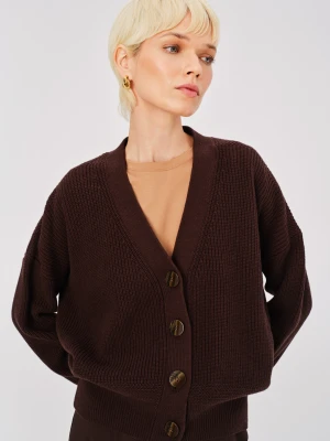 Czekoladowy kardigan oversize w prążek TARANKO