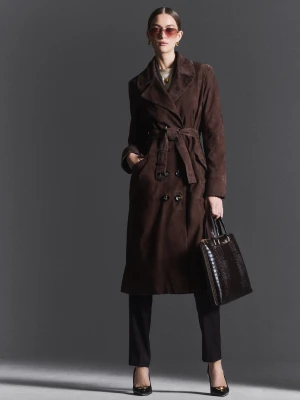 Czekoladowy płaszcz z zamszu TARANKO