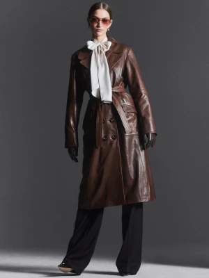 Czekoladowy trencz skórzany TARANKO