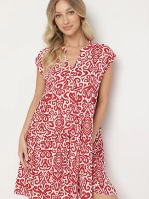 Czerwona Bawełniana Sukienka o Rozkloszowanym Kroju Oversize Liravina defox