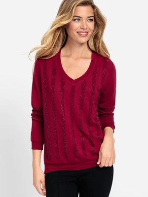 Czerwona bluza damska Clara Jersey z ozdobnymi aplikacjami - Occasion Olsen
