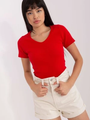 Czerwona bluzka damska basic z krótkim rękawem Lily Rose