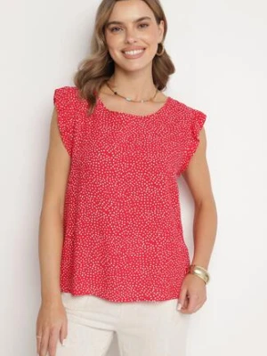 Czerwona Bluzka z Bawełny w Kropki Nappela defox