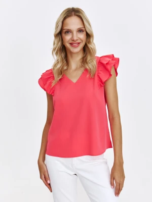 Czerwona bluzka z efektownymi rękawkami Top Secret