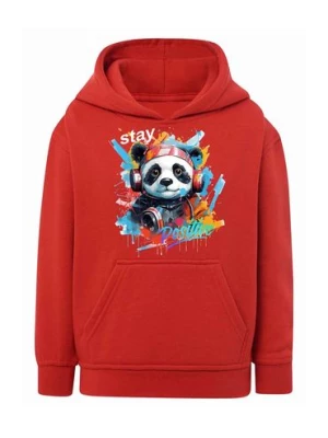 Czerwona chłopięca bluza kangurka z kapturem Panda TUP TUP