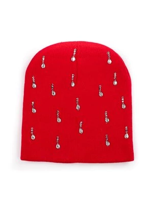 Czerwona czapka damska z ozdobami Shelvt