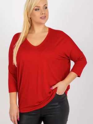 Czerwona damska bluzka plus size basic z wiskozy RELEVANCE