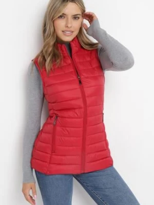Czerwona Dopasowana Kamizelka Pikowana Volnipa j.style