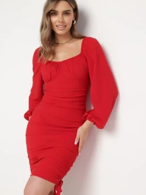 Czerwona Dopasowana Sukienka ze Ściągaczami Munnesa messaya