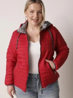 Czerwona Dwustronna Kurtka Pikowana z Kapturem Zidila