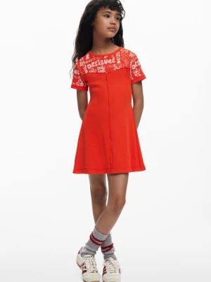 CZERWONA DZIEWCZĘCA SUKIENKA Z DZIANINY Desigual