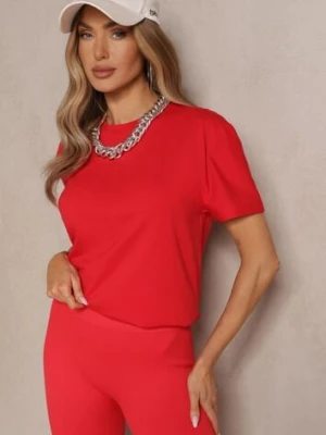 Czerwona Klasyczna Gładka Koszulka z Bawełny Detima