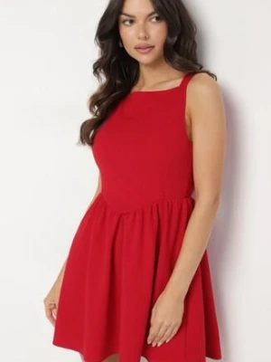 Czerwona Koktajlowa Rozkloszowana Sukienka z Wiskozą Tilavelle by swan