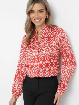 Czerwona Koszula we Wzorzysty Print Enzoa rosa