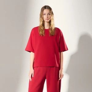 Czerwona koszulka boxy z grubszej dzianiny heavy weight House