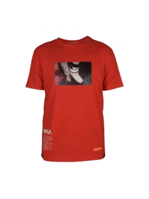 Czerwona koszulka z logo Caravaggio Off-White Heron Preston