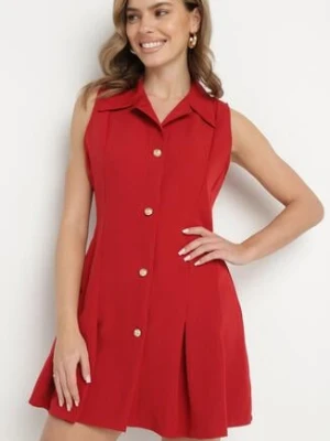 Czerwona Koszulowa Sukienka z Ozdobnymi Guzikami Redellee new collection