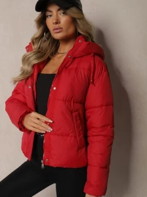 Czerwona Kurtka Pikowana Puffer z Kapturem Mivvia jstyle