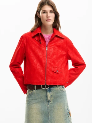 CZERWONA KURTKA ZE SKÓRZANYM EFEKTEM Desigual