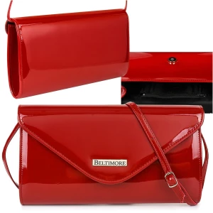 Czerwona lakierowana damska torebka wieczorowa kopertówka BELTIMORE czerwony Merg