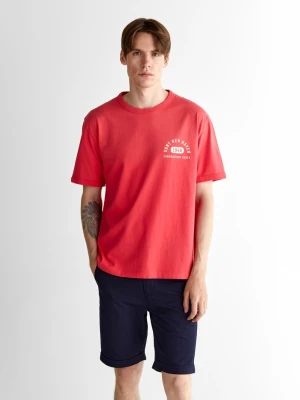 Czerwona męska koszulka z logo, relaxed fit, z okrągłym dekoltem GANT