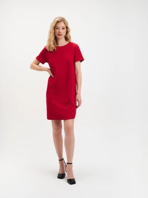 Czerwona mini sukienka z imitacji zamszu Top Secret