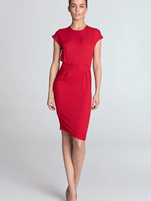 Czerwona ołówkowa sukienka Merg