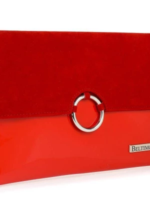 Czerwona oryginalna damska torebka kopertówka na pasku usztywniana czerwony Merg