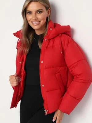 Czerwona Pikowana Kurtka Puffer z Kapturem Miviera jstyle