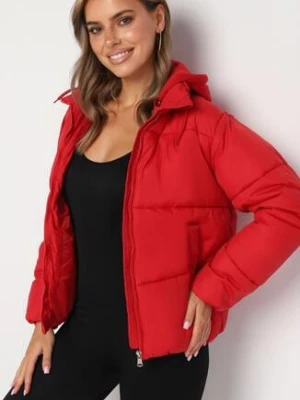 Czerwona Pikowana Kurtka z Kapturem Mivuna jstyle