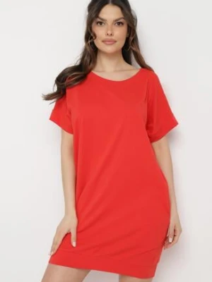 Czerwona Pudełkowa Sukienka T-shirtowa o Krótkim Kroju Orlella glo-story