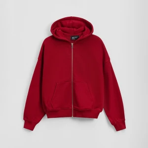 Czerwona rozpinana bluza z grubej dzininy heavy weight House