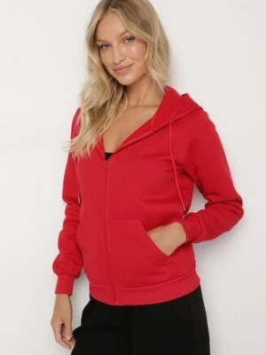 Czerwona Rozpinana Bluza z Kapturem Bawełną i Sznurkami Viltara swest