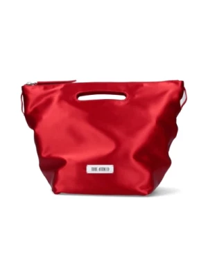 Czerwona satynowa torba Tote z odpinanym paskiem The Attico