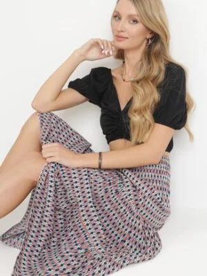 Czerwona Spódnica Maxi z Gumką w Pasie z Wiskozy Meler