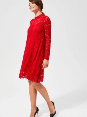 Czerwona sukienka damska- koronkowa Moodo