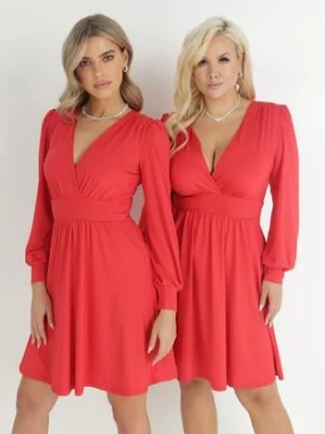 Czerwona Sukienka Kopertowa Taliowana Maecenus by swan