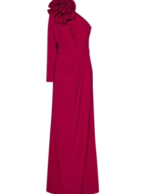 Czerwona Sukienka Maxi z D Kwiatowym Detalem Elie Saab