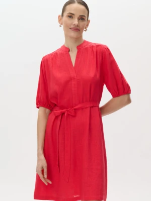 Czerwona sukienka midi z rękawem do łokcia Greenpoint