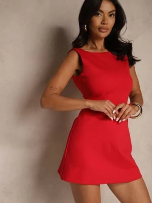 Czerwona Sukienka z Bawełną o Taliowanym Kroju Talaziela retro & icone