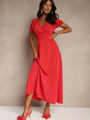 Czerwona Sukienka z Bufiastymi Rękawami Dolirrea lovery