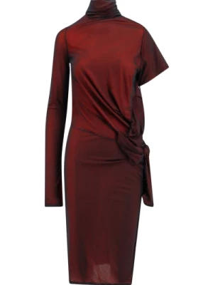 Czerwona Sukienka z Golfem i Szczegółem Węzeł na Boku Maison Margiela